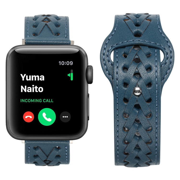 Super fantastisk Universal Apple Ægte læder Urrem - Blå#serie_4