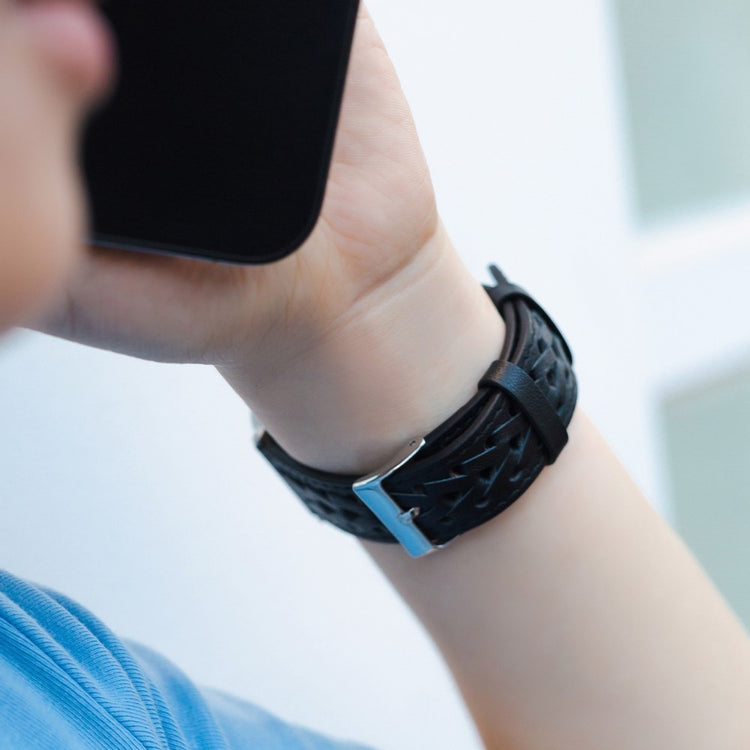 Meget hårdfør Universal Apple Ægte læder Urrem - Blå#serie_3