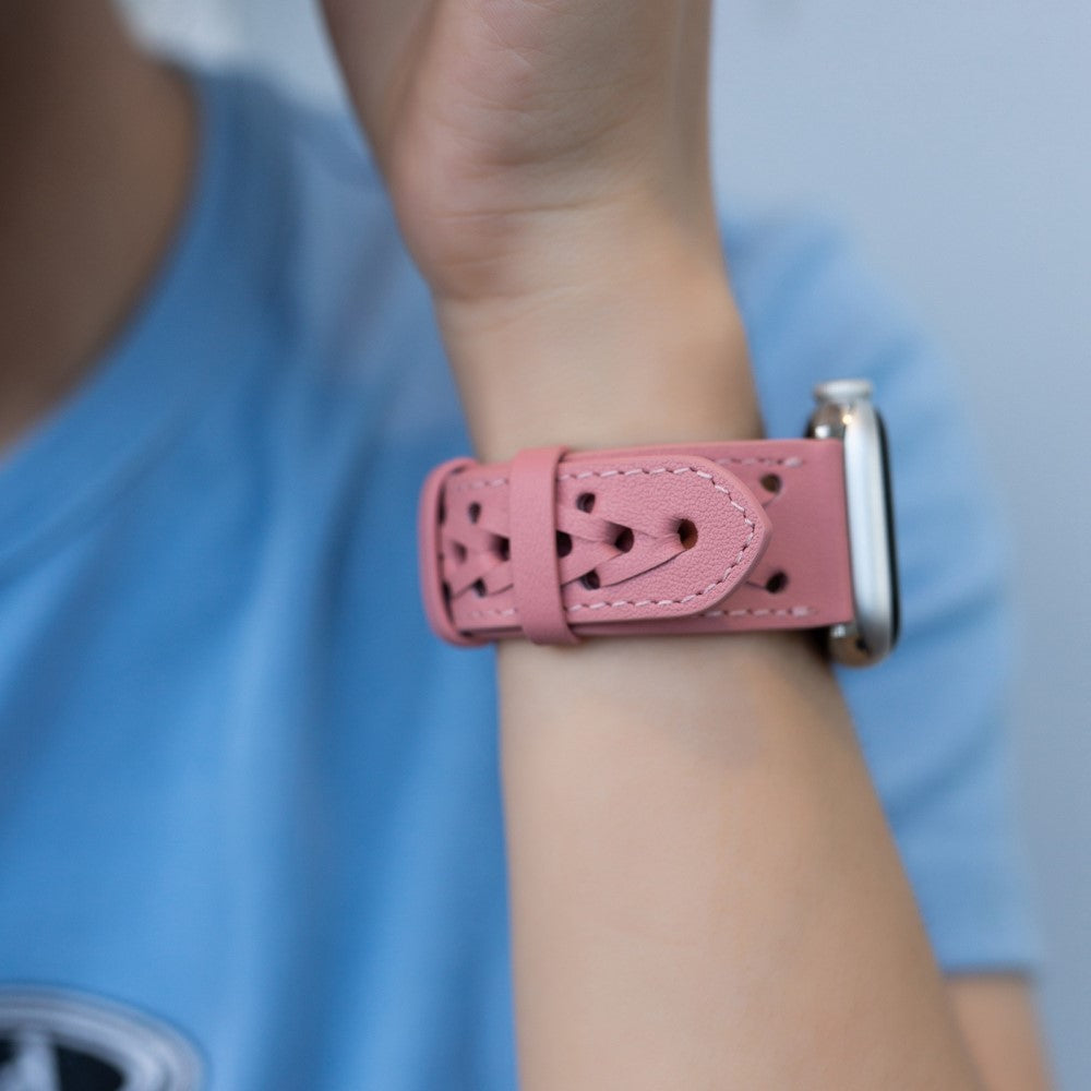 Meget hårdfør Universal Apple Ægte læder Urrem - Pink#serie_5