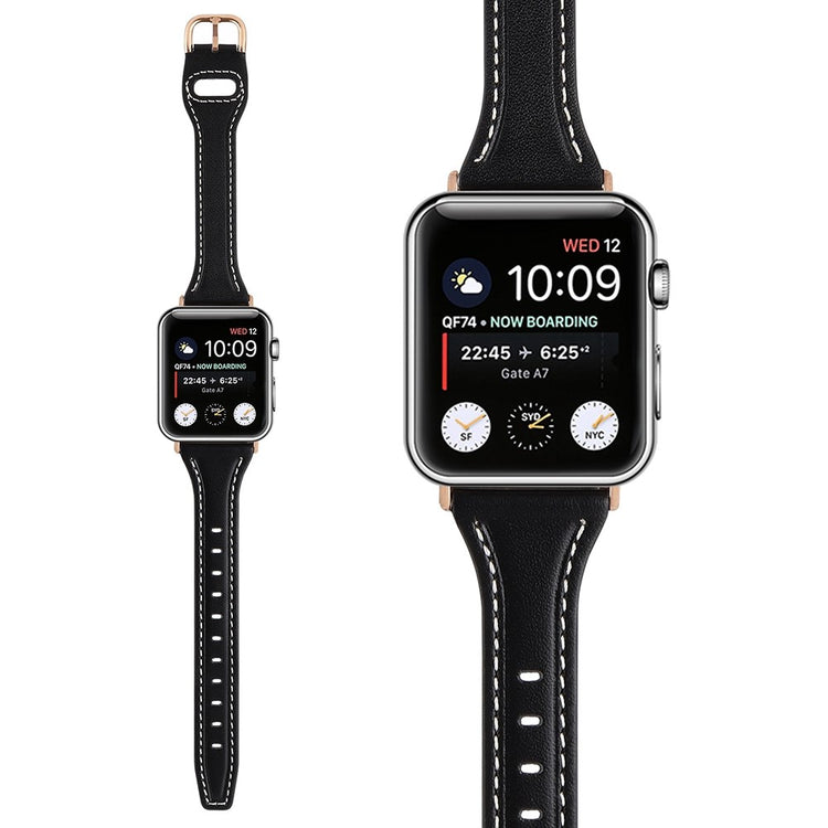 Rigtigt fint Universal Apple Ægte læder Urrem - Sort#serie_4