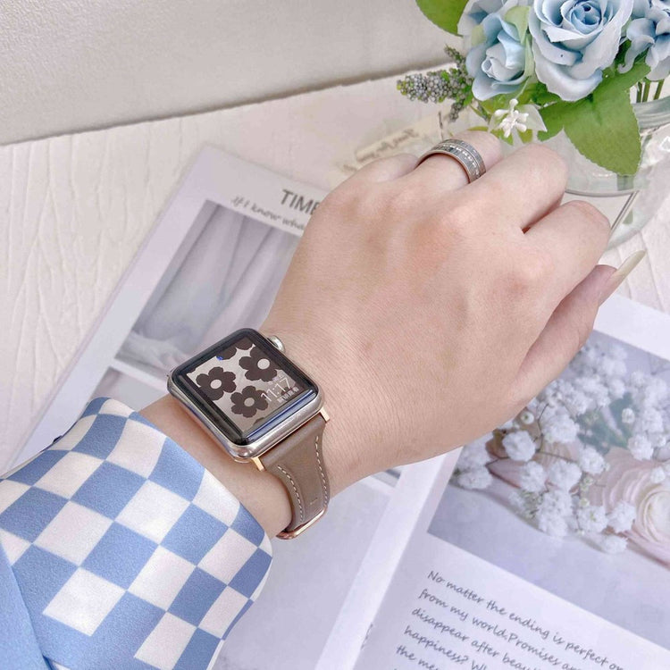 Rigtigt fint Universal Apple Ægte læder Urrem - Beige#serie_5