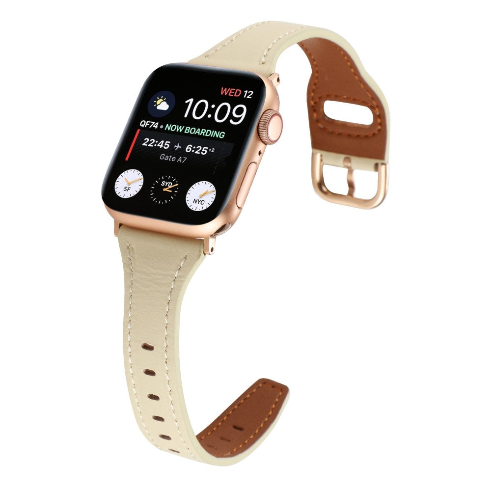 Rigtigt fint Universal Apple Ægte læder Urrem - Beige#serie_5