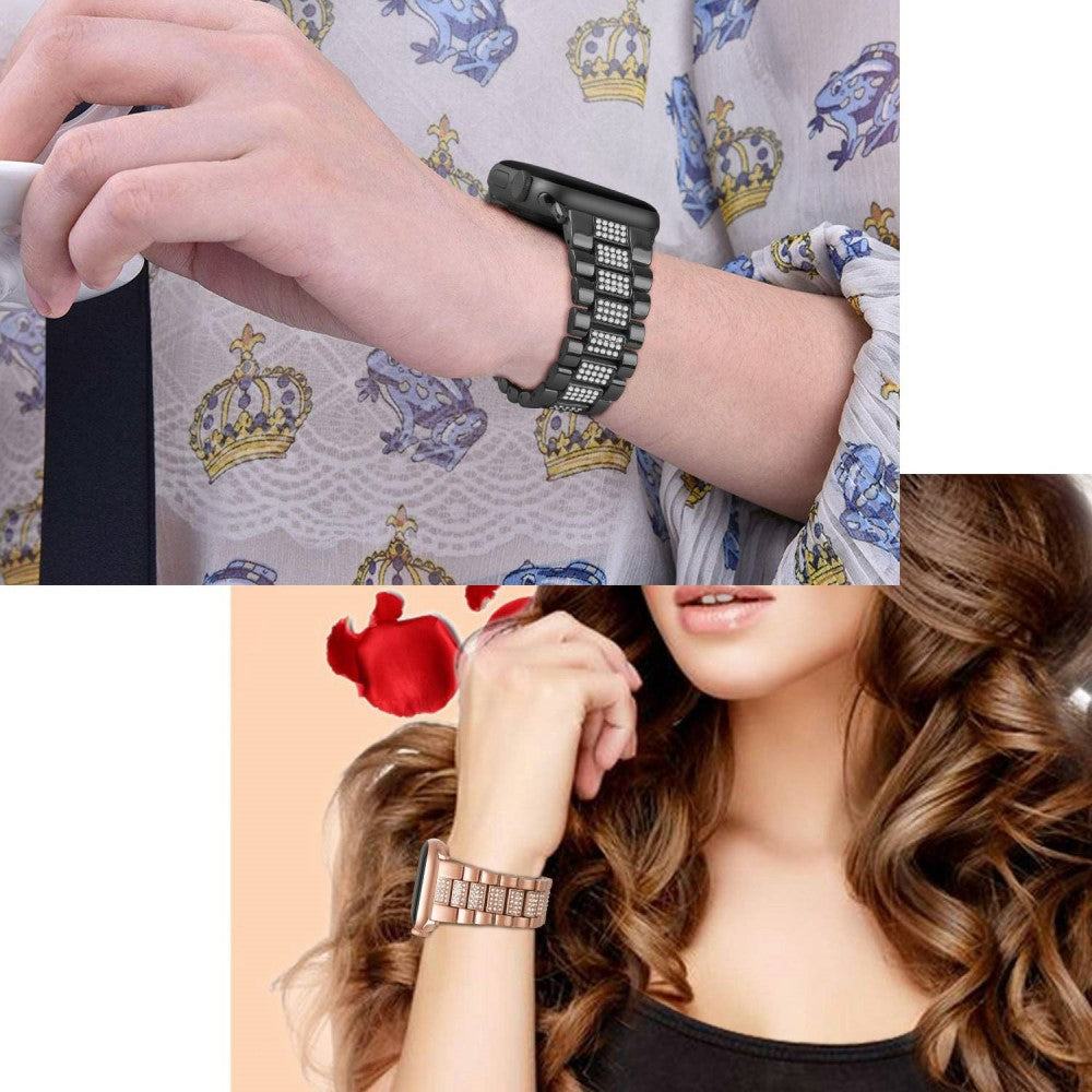 Rigtigt kønt Universal Apple Metal og Rhinsten Rem - Sort#serie_3