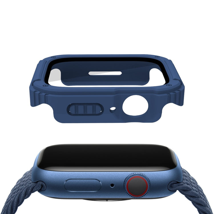 Fed Apple Watch Series 8 (41mm) / Apple Watch Series 7 41mm Cover med Skærmbeskytter i Plastik og Hærdet Glas - Blå#serie_5