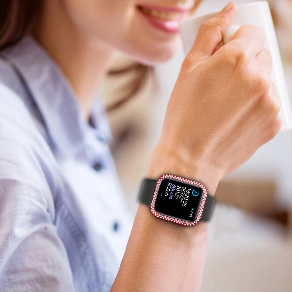 Super Fed Universal Apple Cover med Skærmbeskytter i Plastik, Rhinsten og Hærdet Glas - Rød#serie_4