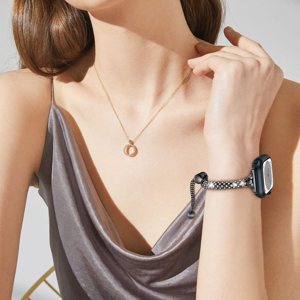 Rigtigt hårdfør Universal Apple Metal og Rhinsten Rem - Sort#serie_1