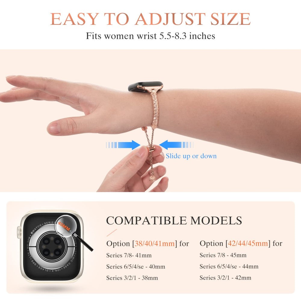 Rigtigt hårdfør Universal Apple Metal og Rhinsten Rem - Pink#serie_3