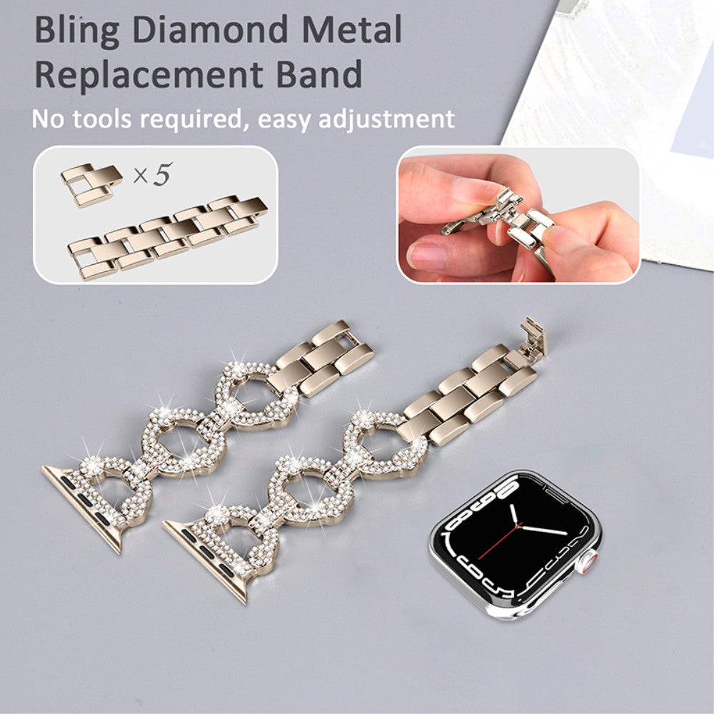 Eminent Universal Apple Rhinsten og Glas Rem - Guld#serie_4