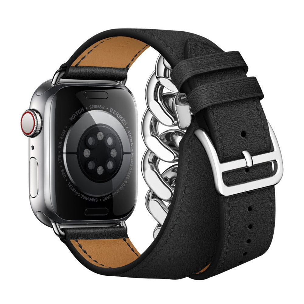 Super fint Universal Apple Ægte læder Rem - Sort#serie_105