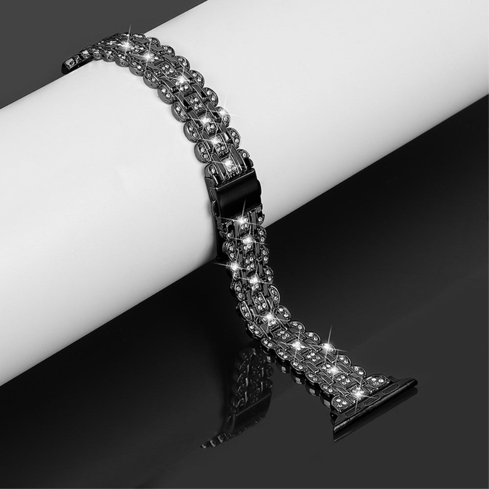 Vildt elegant Universal Apple Metal og  Rhinsten Urrem - Sort#serie_2