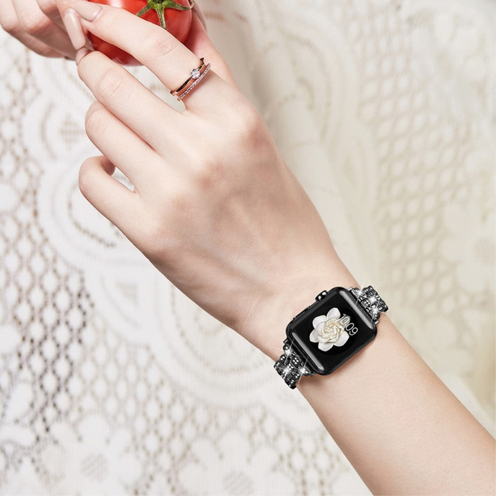 Vildt elegant Universal Apple Metal og  Rhinsten Urrem - Sort#serie_2