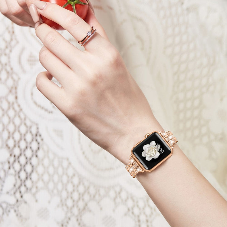 Vildt elegant Universal Apple Metal og  Rhinsten Urrem - Pink#serie_4