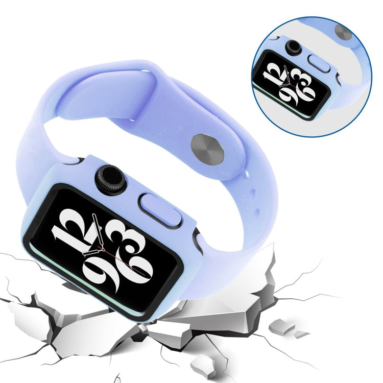 Vildt Fint Apple Watch Series 8 (45mm) / Apple Watch Series 7 45mm Cover med Skærmbeskytter i Plastik og Hærdet Glas - Lilla#serie_10
