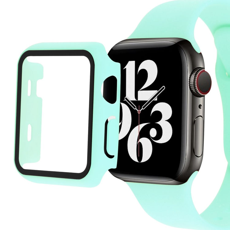 Vildt Fint Apple Watch Series 8 (45mm) / Apple Watch Series 7 45mm Cover med Skærmbeskytter i Plastik og Hærdet Glas - Grøn#serie_6