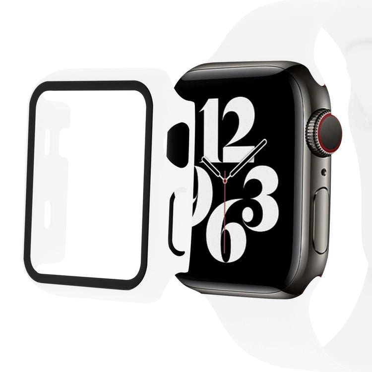Vildt Fint Apple Watch Series 8 (45mm) / Apple Watch Series 7 45mm Cover med Skærmbeskytter i Plastik og Hærdet Glas - Hvid#serie_9
