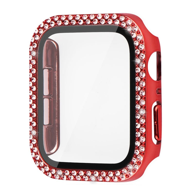 Apple Watch Series 8 (45mm) / Apple Watch Series 7 45mm Plastik Cover med Rem og Hærdet Glas - Rød#serie_4