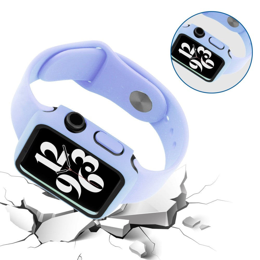Apple Watch Series 8 (45mm) / Apple Watch Series 7 45mm Plastik Rem med Cover og Hærdet Glas - Lilla#serie_10