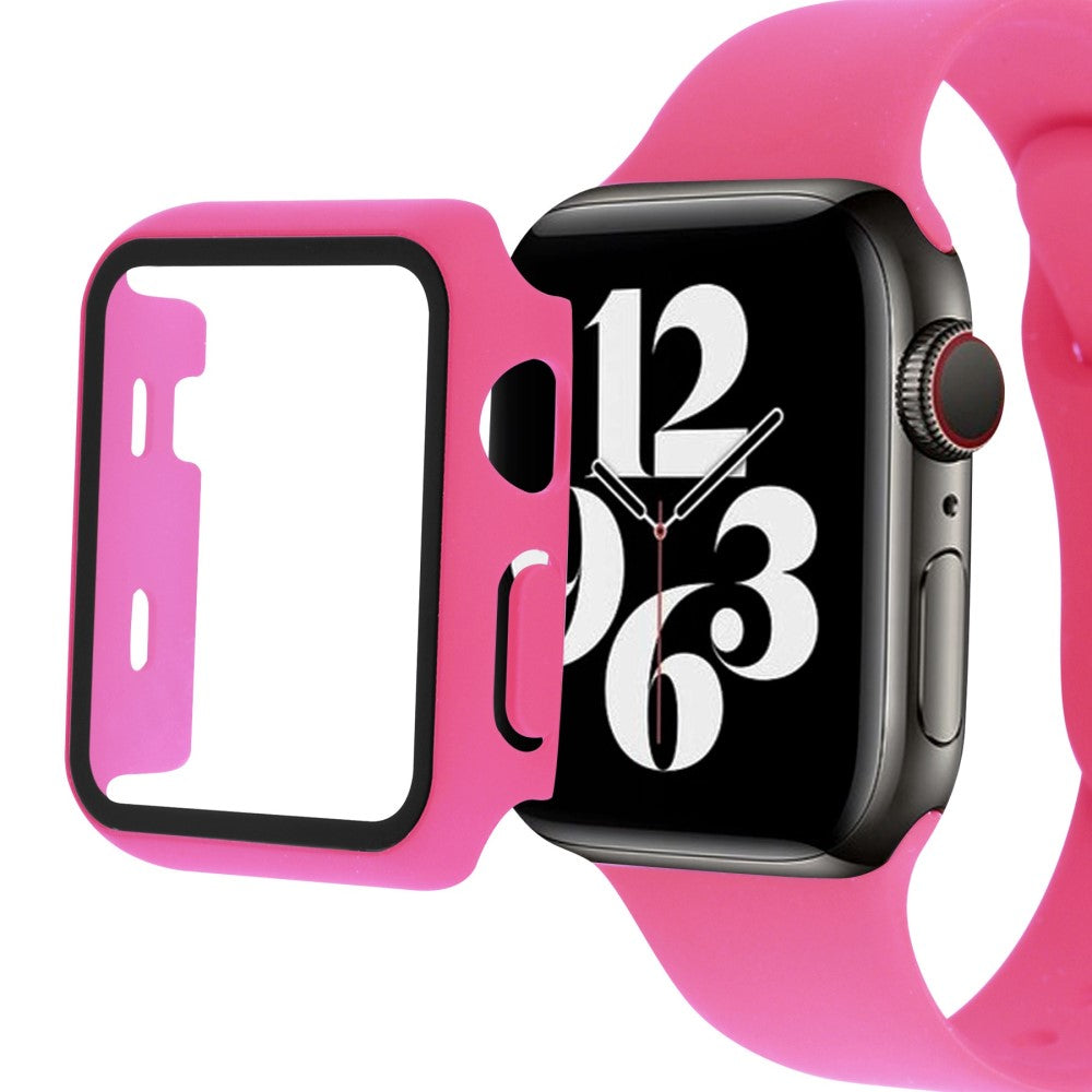 Apple Watch Series 8 (45mm) / Apple Watch Series 7 45mm Plastik Rem med Cover og Hærdet Glas - Pink#serie_14