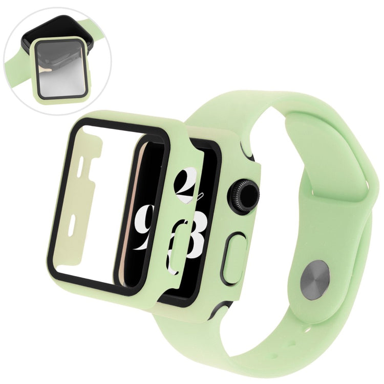 Apple Watch Series 8 (45mm) / Apple Watch Series 7 45mm Plastik Rem med Cover og Hærdet Glas - Grøn#serie_5
