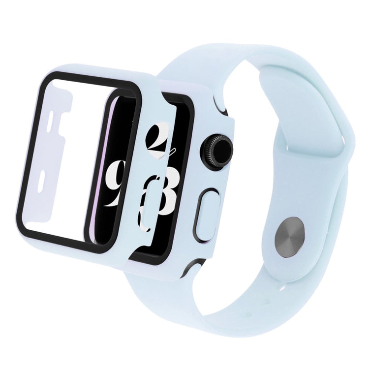 Apple Watch Series 8 (45mm) / Apple Watch Series 7 45mm Plastik Rem med Cover og Hærdet Glas - Blå#serie_6