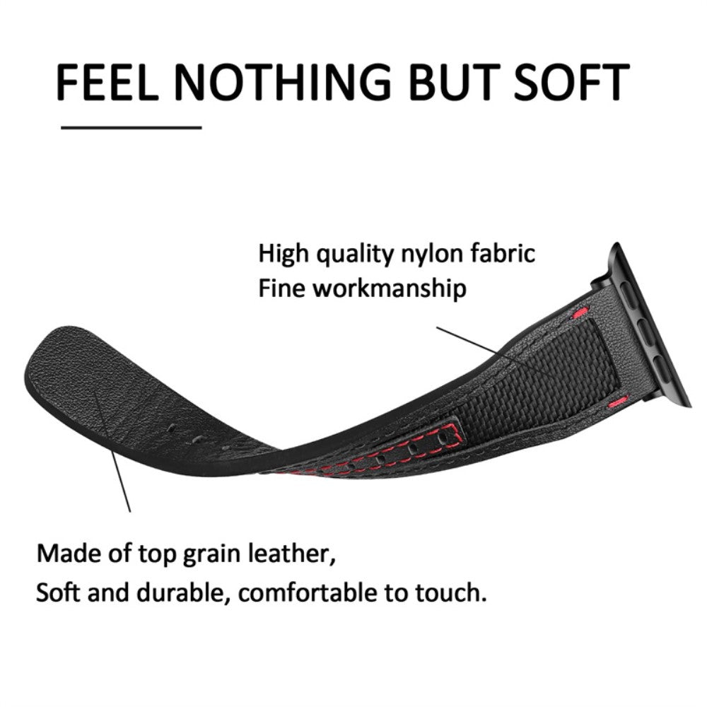 Mega godt Universal Apple Ægte læder og Nylon Rem - Sort#serie_1