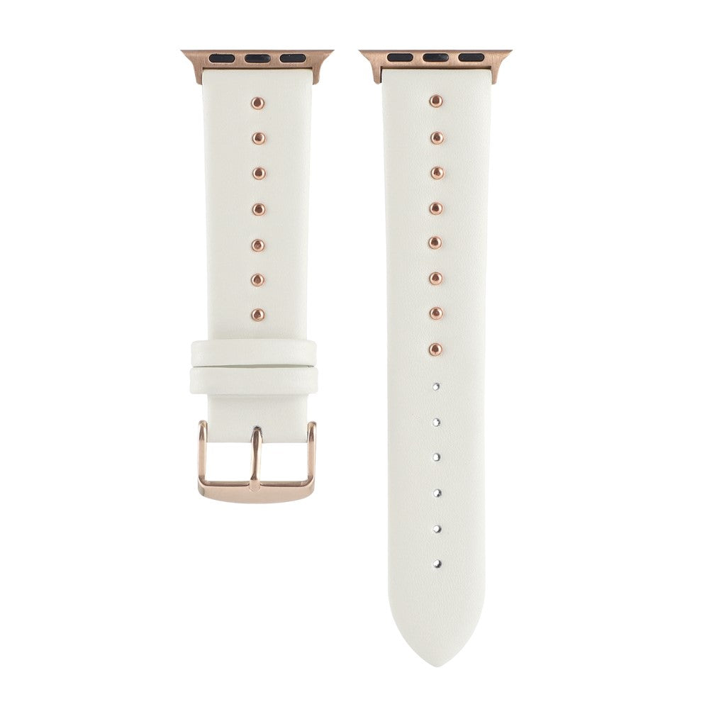 Super Sejt Ægte Læder Universal Rem passer til Apple Smartwatch - Hvid#serie_4