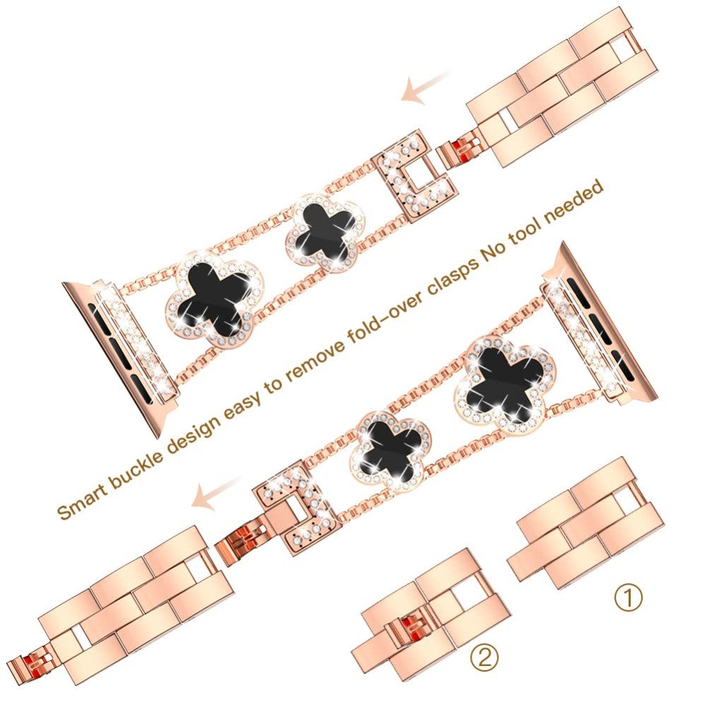 Skøn Metal Og Rhinsten Universal Rem passer til Apple Smartwatch - Pink#serie_1