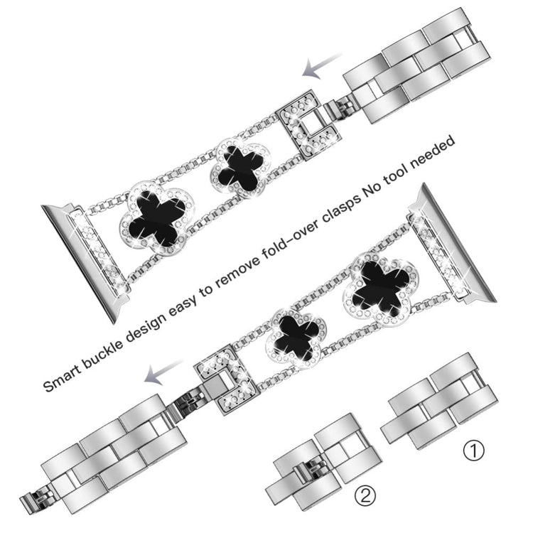 Skøn Metal Og Rhinsten Universal Rem passer til Apple Smartwatch - Hvid#serie_3