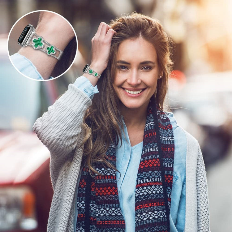 Skøn Metal Og Rhinsten Universal Rem passer til Apple Smartwatch - Grøn#serie_4