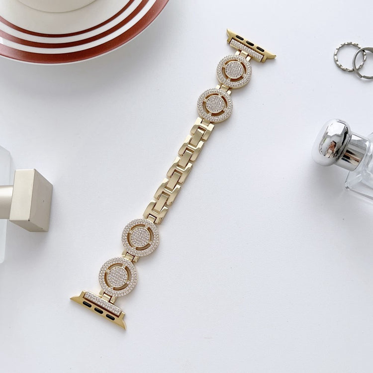 Klassisk Metal Og Rhinsten Universal Rem passer til Apple Smartwatch - Guld#serie_2