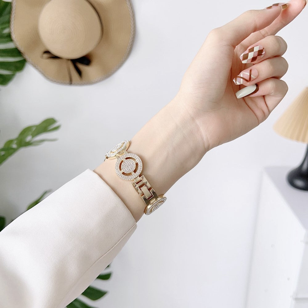 Klassisk Metal Og Rhinsten Universal Rem passer til Apple Smartwatch - Guld#serie_2