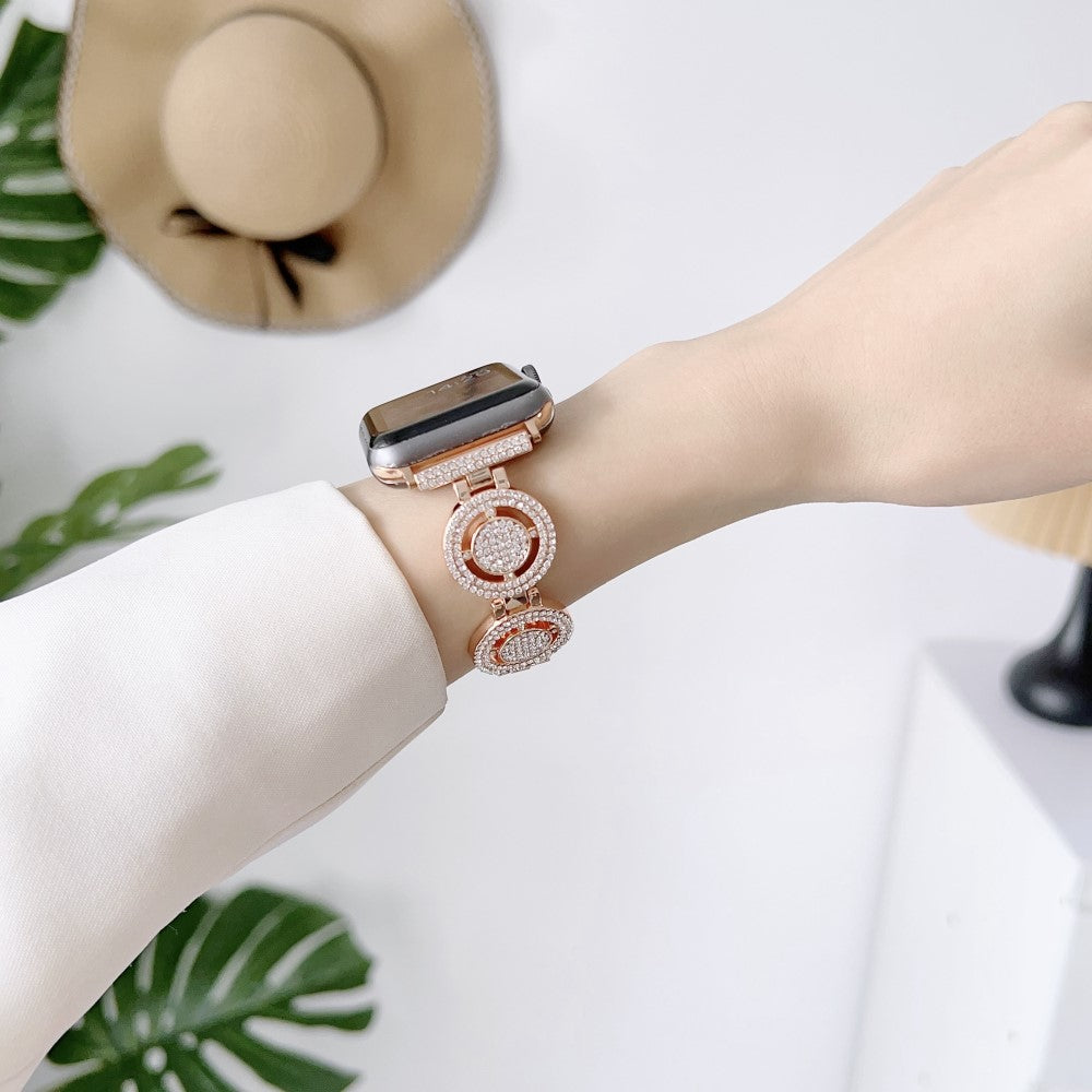 Klassisk Metal Og Rhinsten Universal Rem passer til Apple Smartwatch - Pink#serie_3