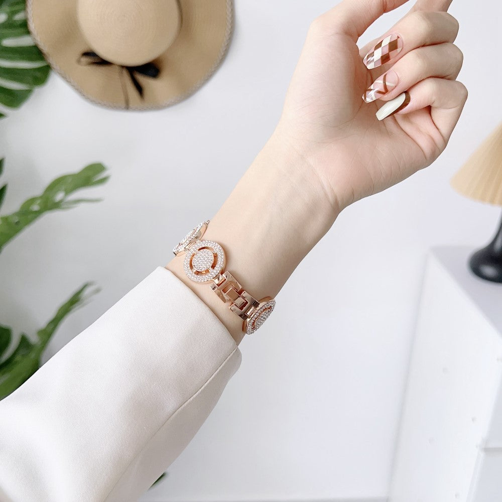 Klassisk Metal Og Rhinsten Universal Rem passer til Apple Smartwatch - Pink#serie_3