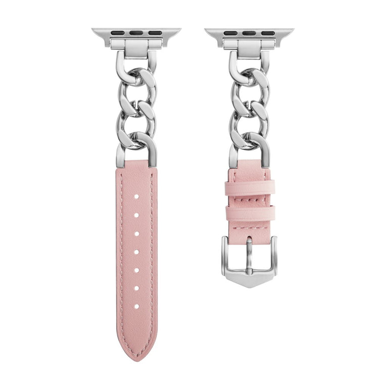 Elegant Metal Og Kunstlæder Universal Rem passer til Apple Smartwatch - Pink#serie_4