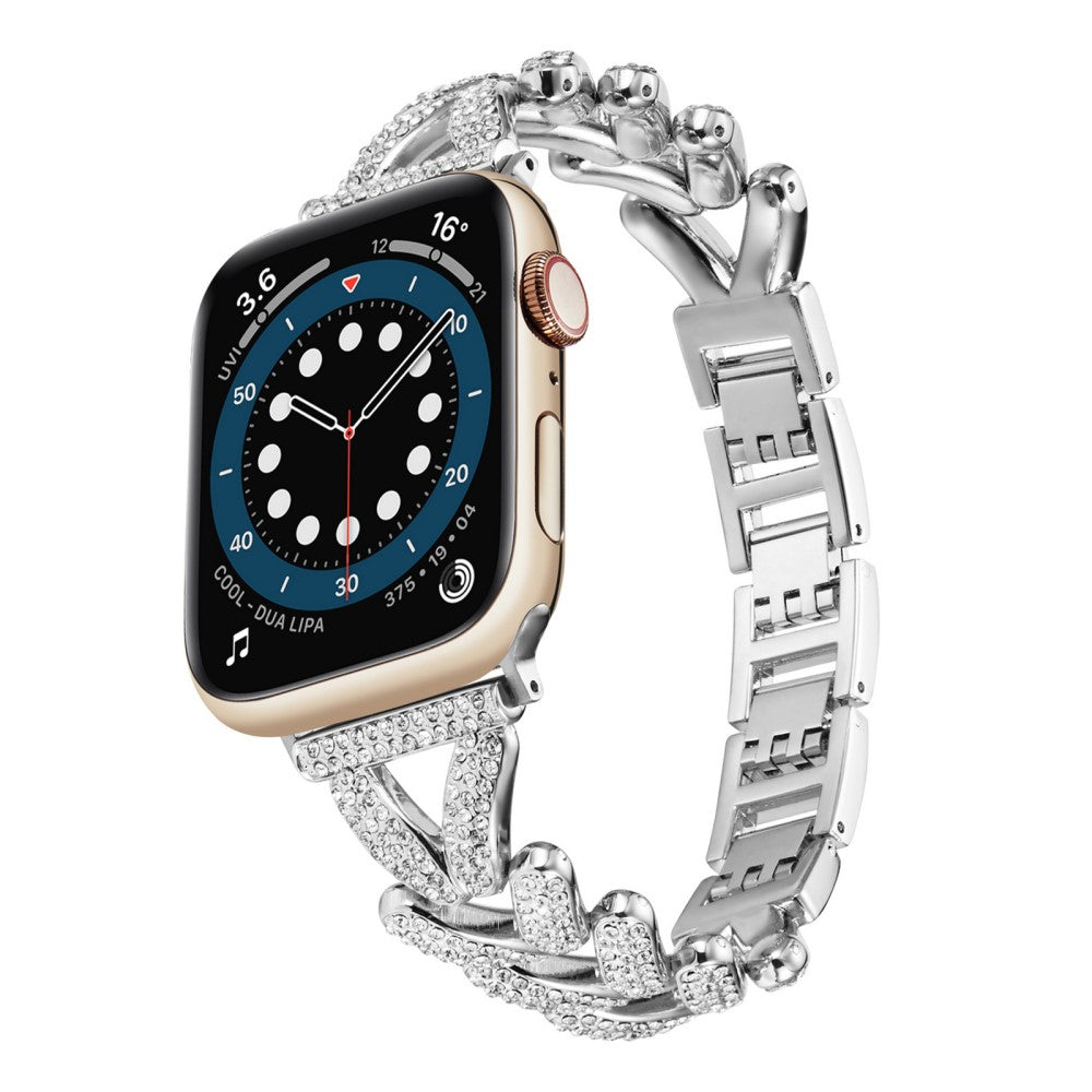 Superflot Metal Og Rhinsten Universal Rem passer til Apple Smartwatch - Sølv#serie_4