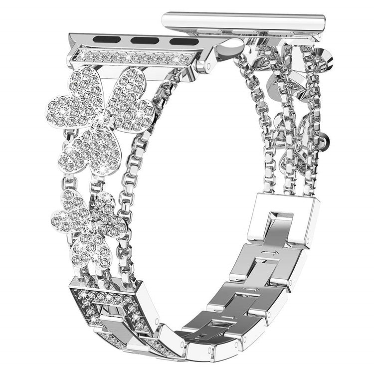 Mega Fint Metal Og Rhinsten Universal Rem passer til Apple Smartwatch - Sølv#serie_2