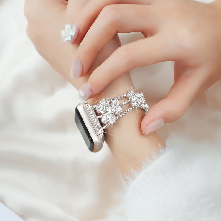 Mega Fint Metal Og Rhinsten Universal Rem passer til Apple Smartwatch - Hvid#serie_3