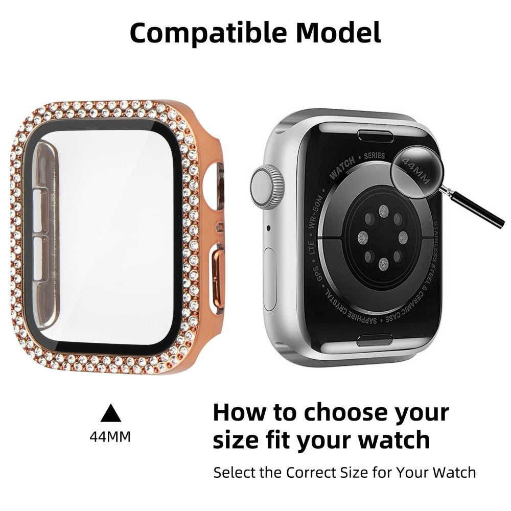 Mega Fint Universal Apple Cover med Skærmbeskytter i Plastik, Rhinsten og Hærdet Glas - Pink#serie_6