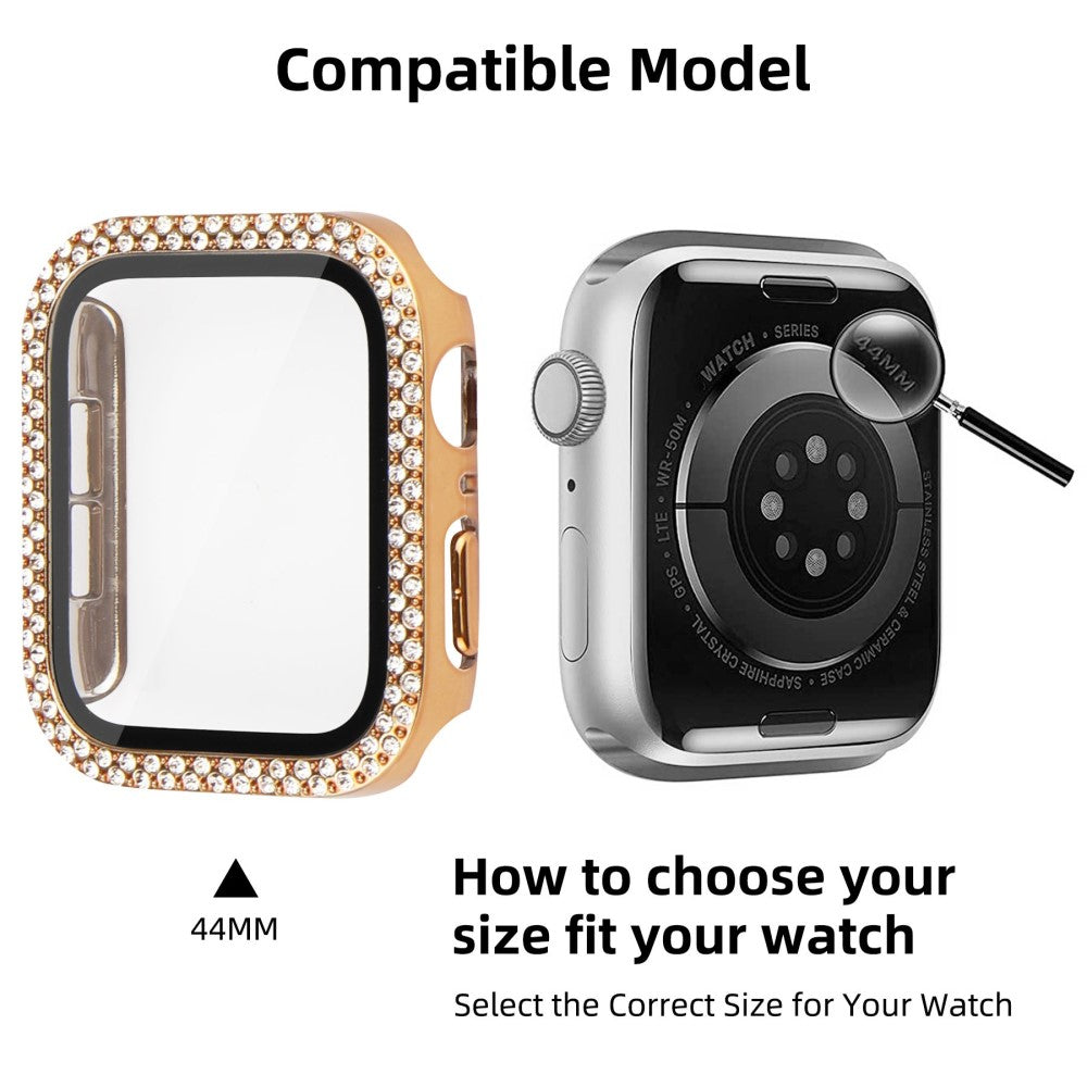 Mega Fint Universal Apple Cover med Skærmbeskytter i Plastik, Rhinsten og Hærdet Glas - Guld#serie_7