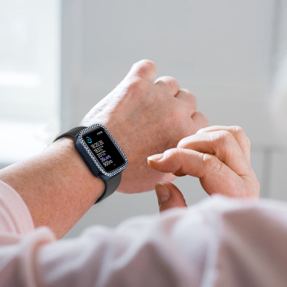 Mega Fint Universal Apple Cover med Skærmbeskytter i Plastik, Rhinsten og Hærdet Glas - Blå#serie_8