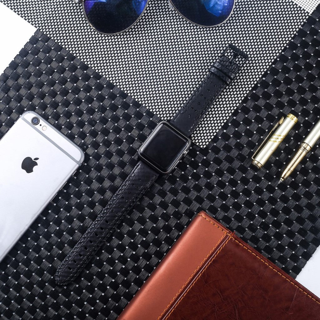 Super flot Apple Watch Series 4 40mm Ægte læder Rem - Sort#serie_4