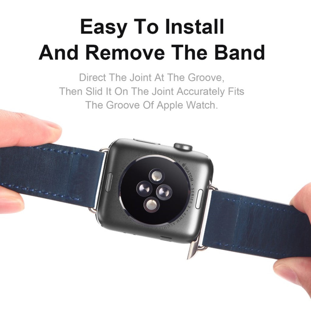 Kønt Apple Watch Series 4 40mm Ægte læder Rem - Blå#serie_2