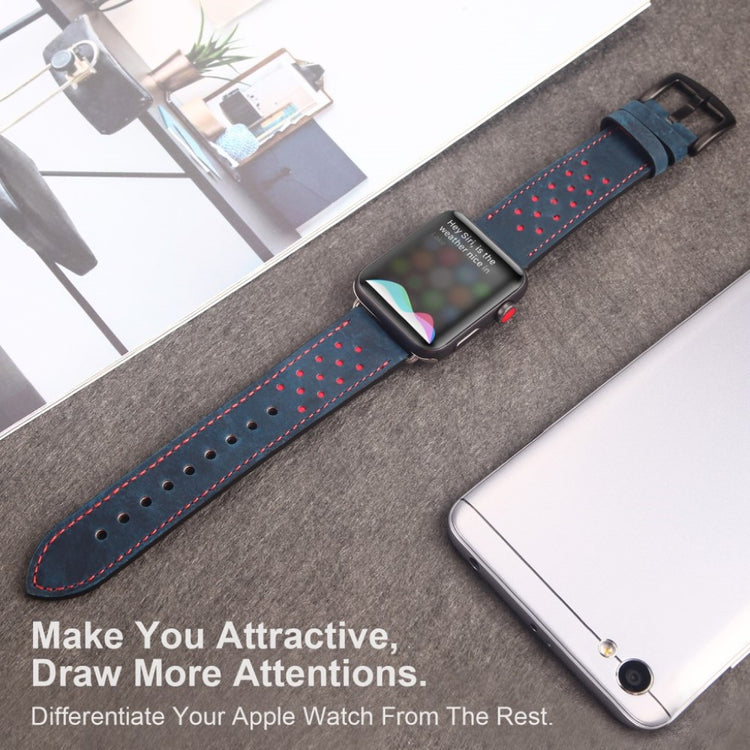Kønt Apple Watch Series 4 40mm Ægte læder Rem - Blå#serie_2
