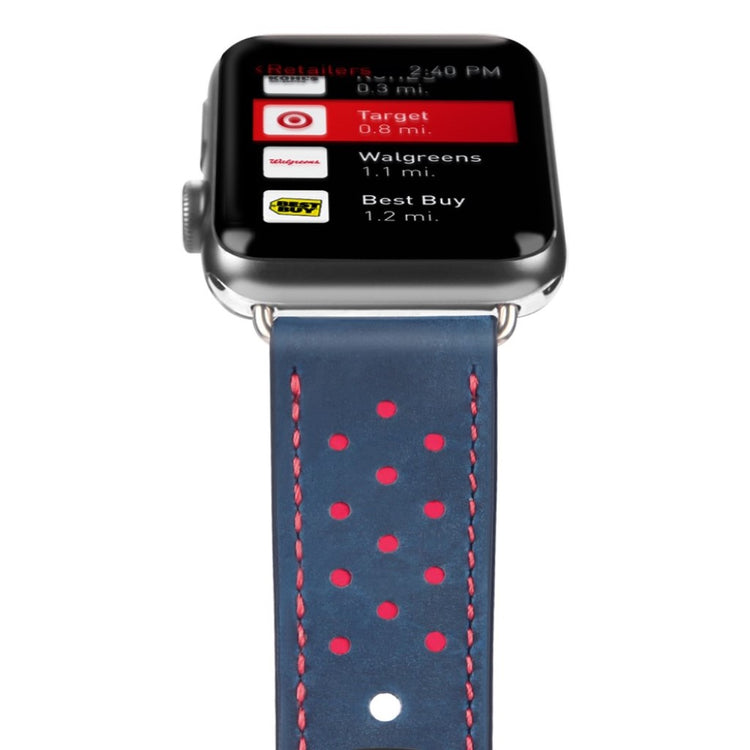 Kønt Apple Watch Series 4 40mm Ægte læder Rem - Blå#serie_2