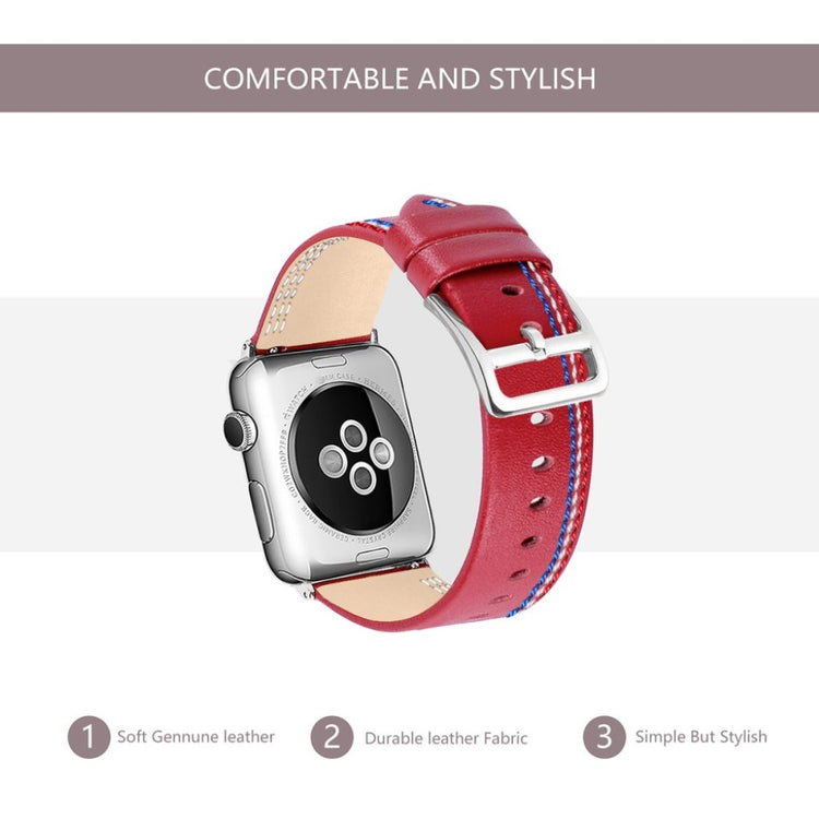 Helt vildt elegant Apple Watch Series 4 40mm Ægte læder Rem - Rød#serie_4
