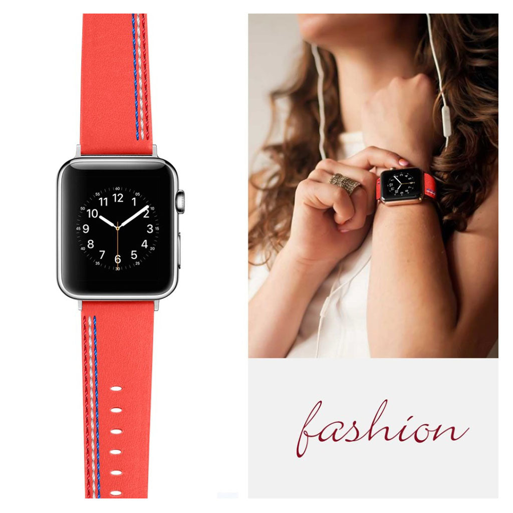 Helt vildt elegant Apple Watch Series 4 40mm Ægte læder Rem - Orange#serie_6