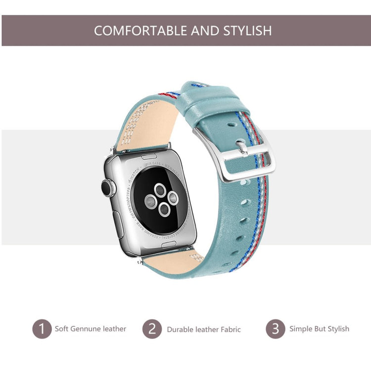 Helt vildt elegant Apple Watch Series 4 40mm Ægte læder Rem - Blå#serie_7