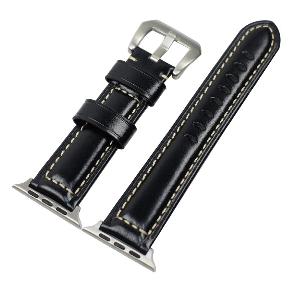 Mega holdbart Apple Watch Series 4 40mm Ægte læder Rem - Sort#serie_1