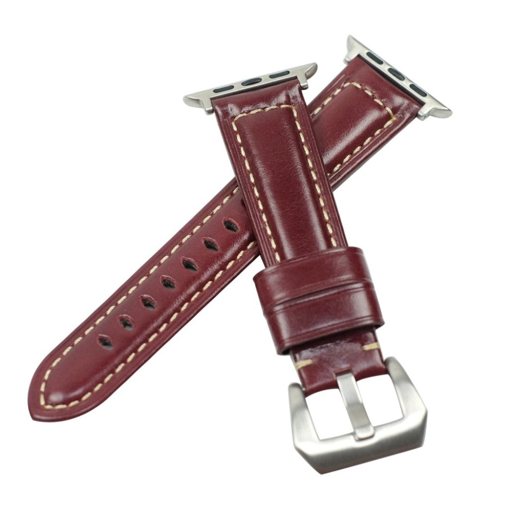 Mega holdbart Apple Watch Series 4 40mm Ægte læder Rem - Rød#serie_2