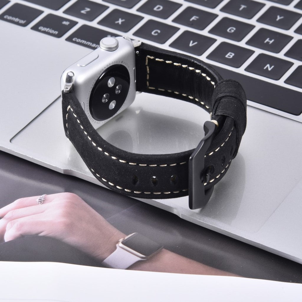 Mega nydelig Apple Watch Series 4 40mm Ægte læder Rem - Sort#serie_1